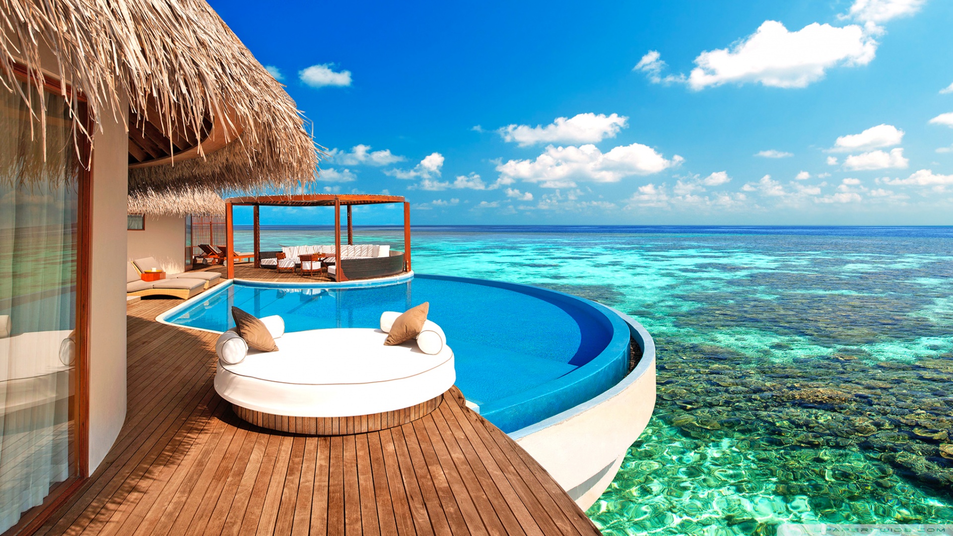 Luxury Water Bungalows Maldives Wallpaper 1920x1080 1
